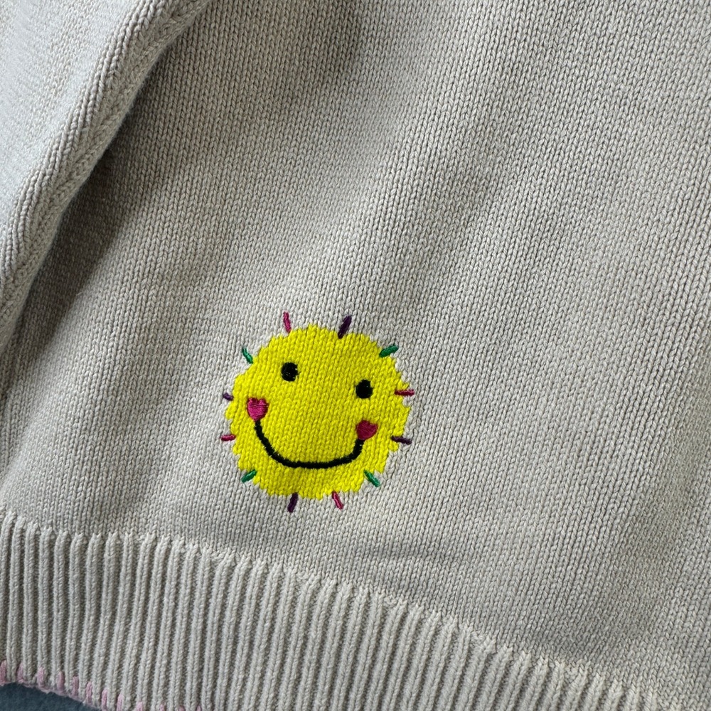 XO/KR Beige Knit Cardigan with Pink Heart Embroidery - Picture 8 of 10
